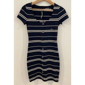 NWT Aeropostale Seriously Soft Dress Stretch Knit Black White Stripe Small New
